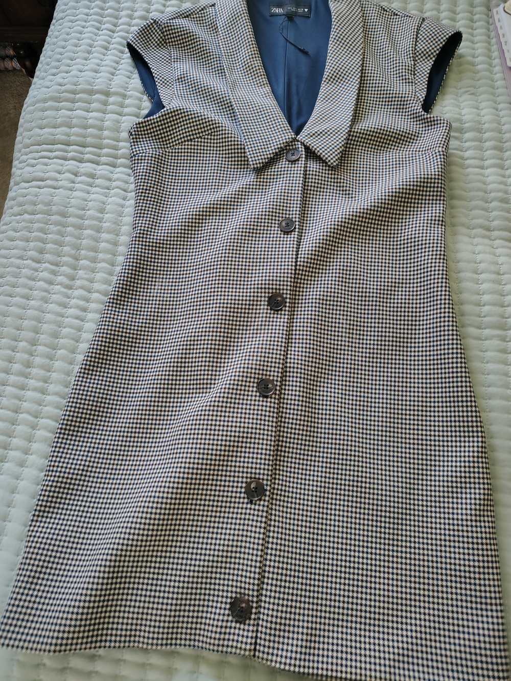 Zara Black and White Houndstooth Mini Dress